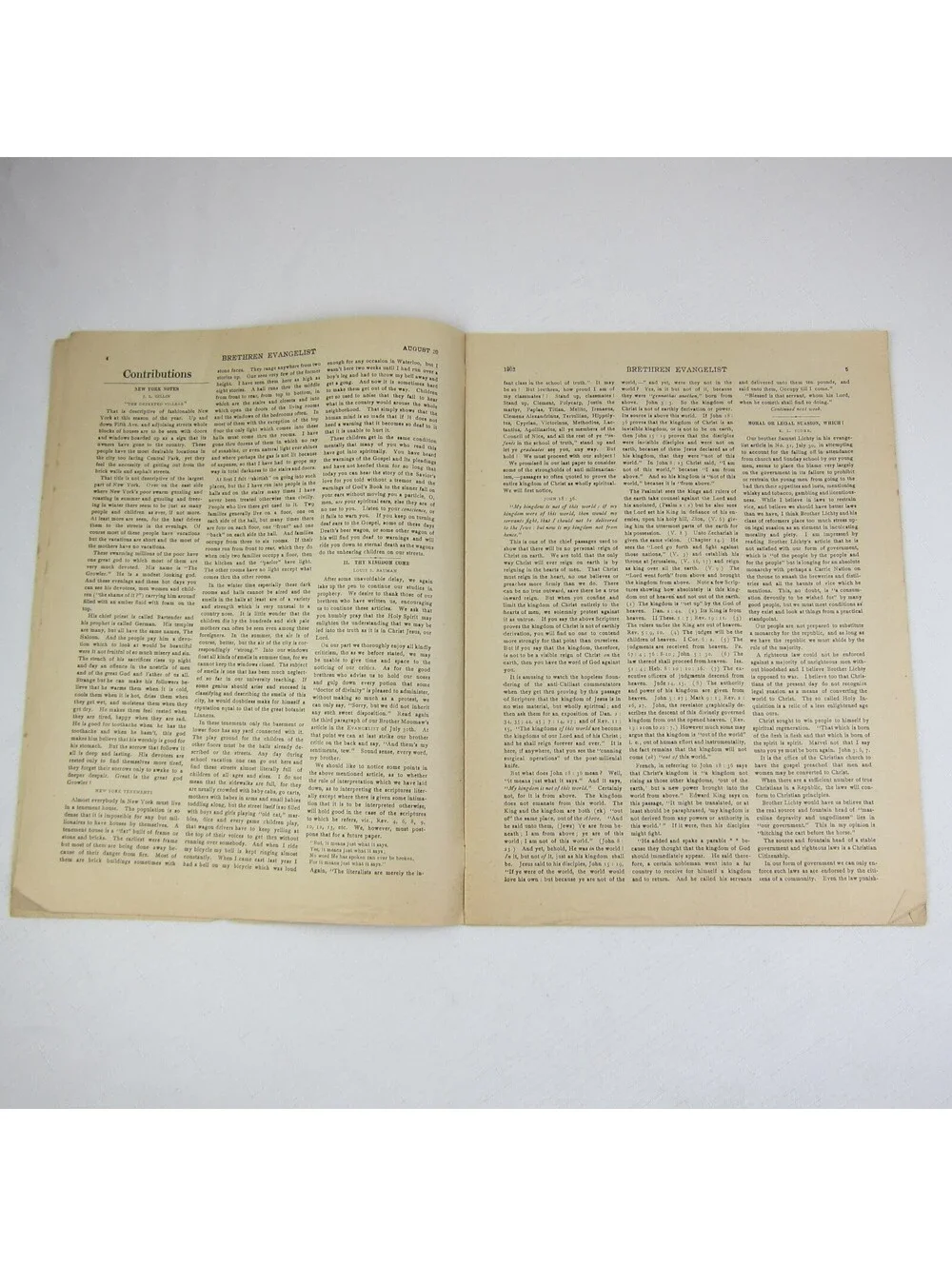 Brethren Evangelist Christian Newspaper Ashland Ohio Antique August 20th 1902